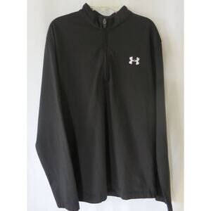 UNDER ARMOUR 1/4 Zip Pullover Top Size L Men's Logo Long Sleeve Athletic Black